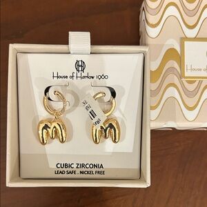 House of Harlow 1960 Gold “M” Costume Earrings (New WT)